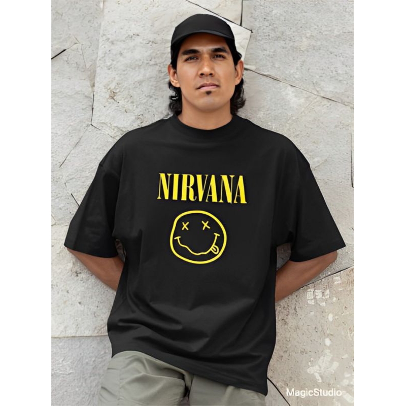 Kaos Oversize band nirvana cotton combed 20s pria wanita