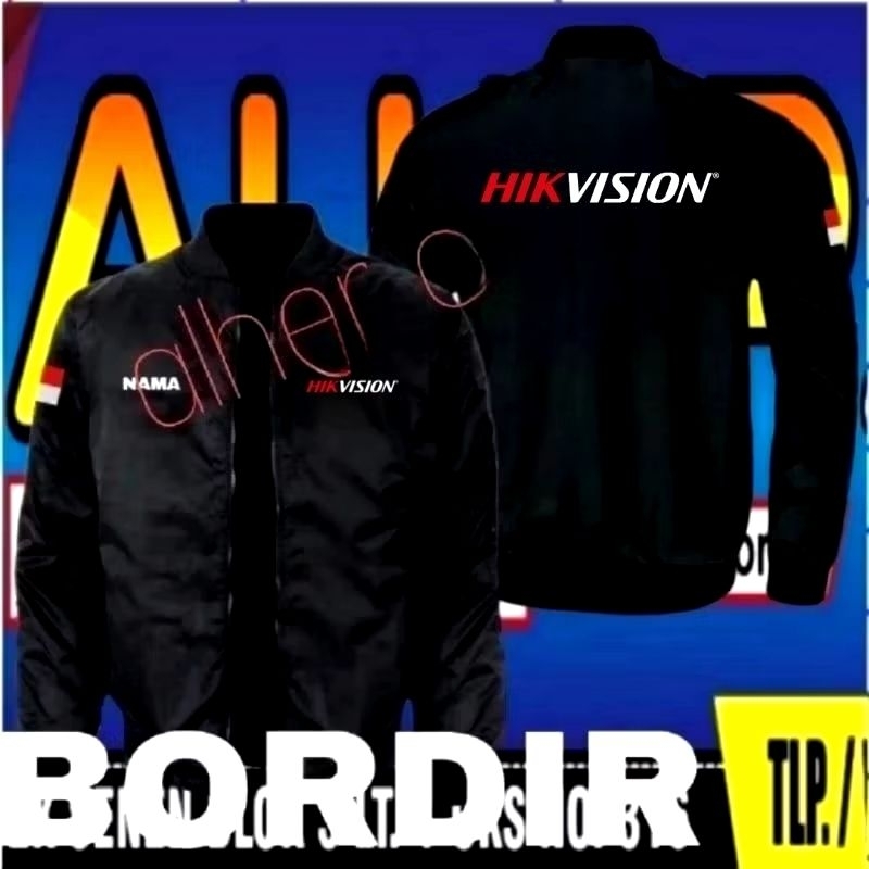 Jaket bordir Hikvision jaket Hikvision jaket bomber Hikvision jaket seragam Hikvision jaket kerja Hi