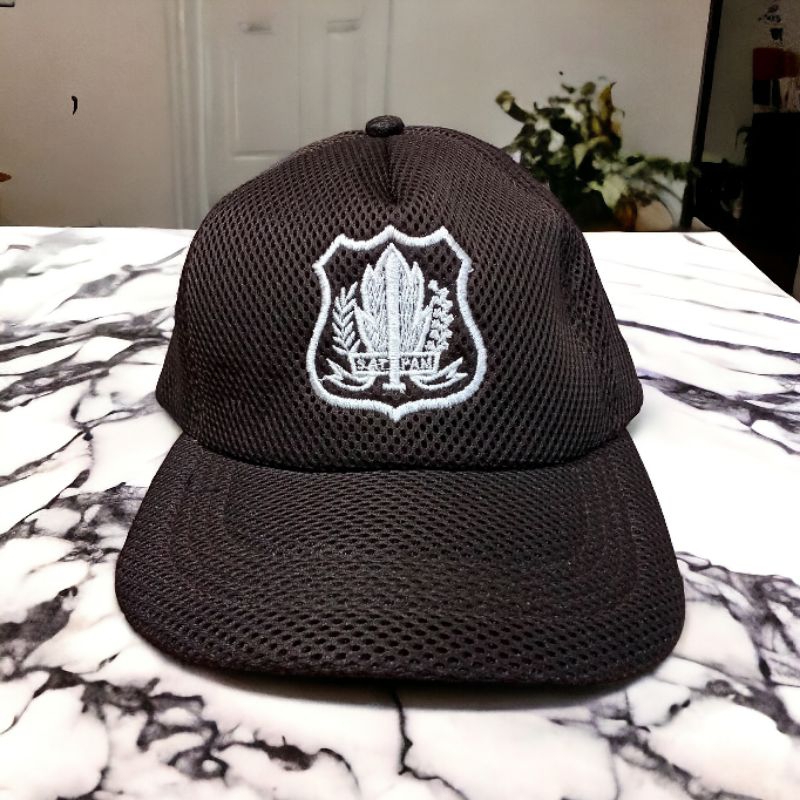 topi security polos jaring coklat