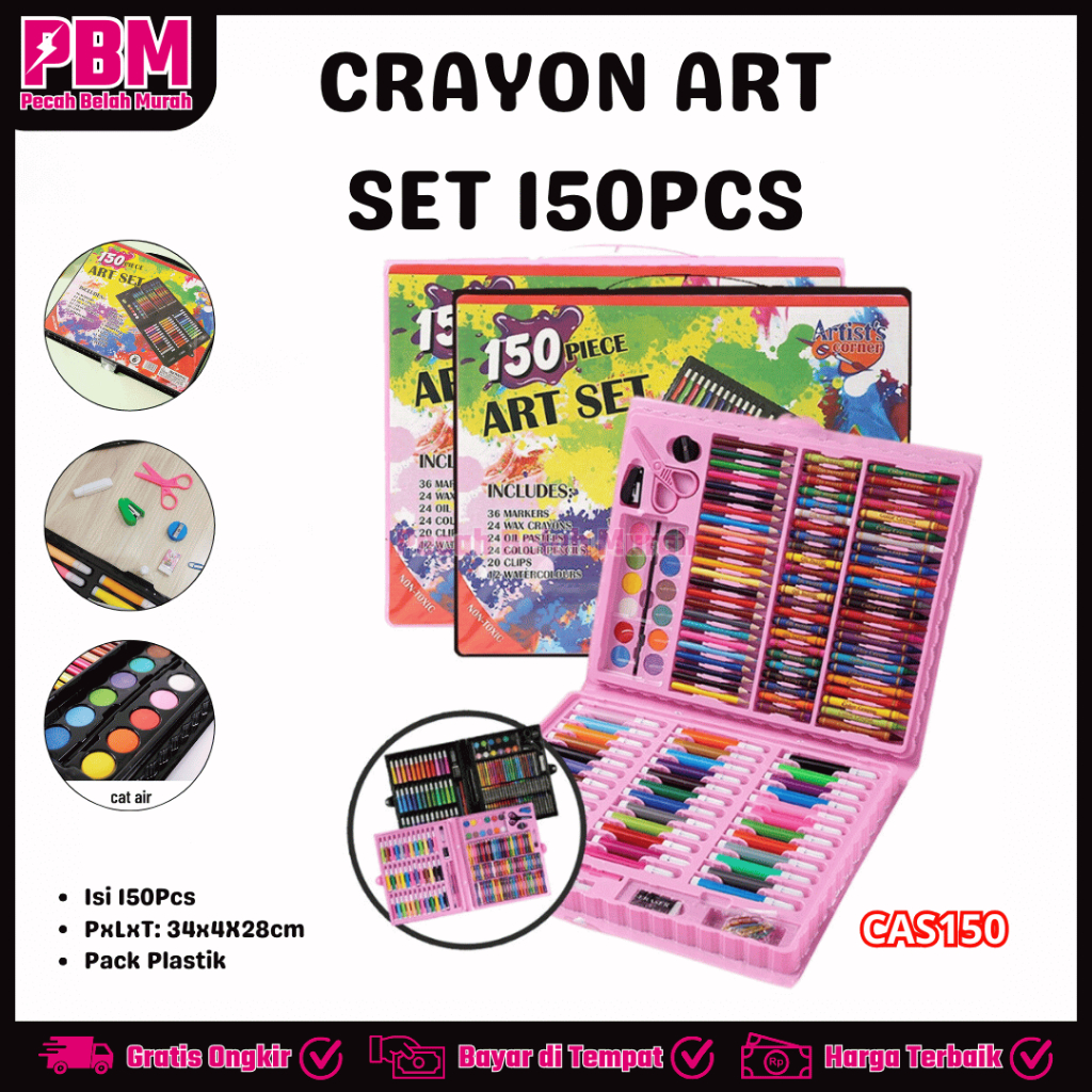 

PBM Crayon Art Set 150Pcs | Pensil Warna Warni Krayon Anak Perlengkapan Menggambar Anak Set MURAH