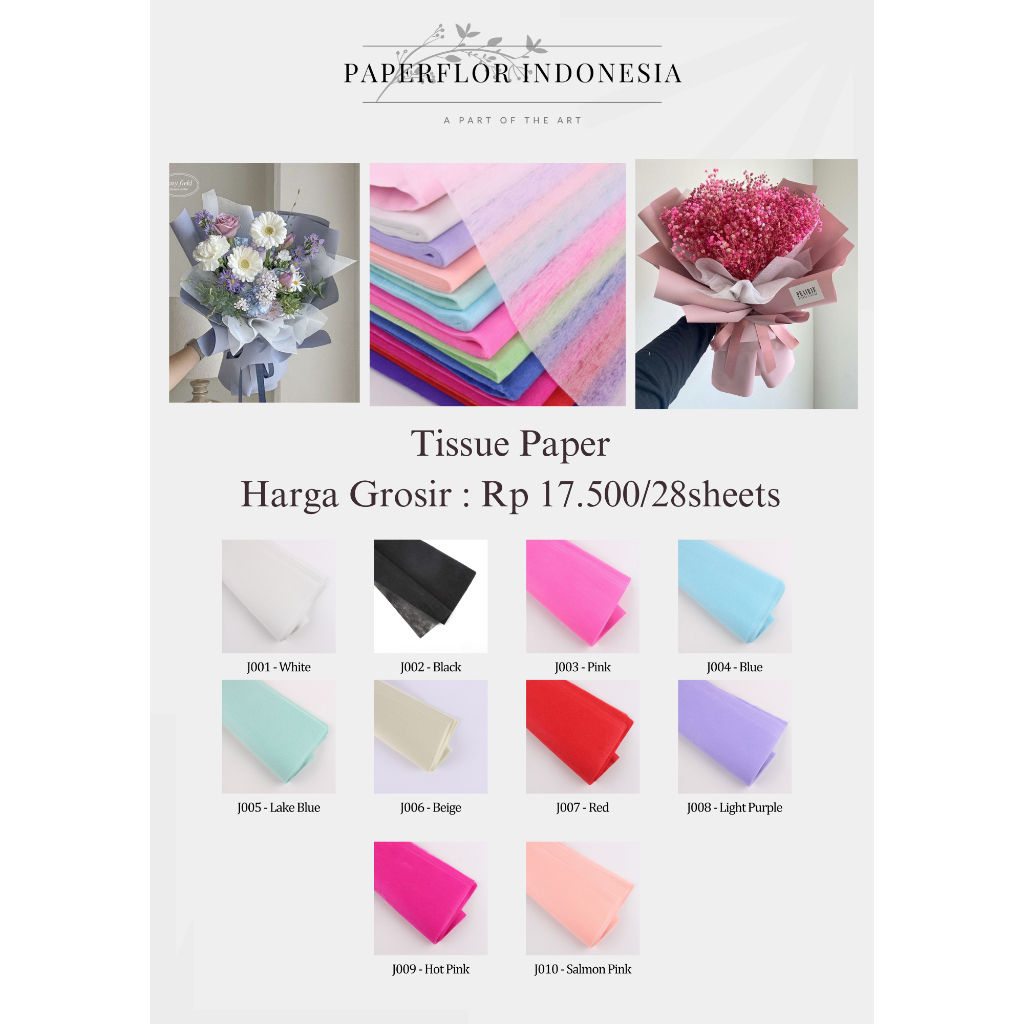 

(28 LEMBAR) KERTAS TISSUE / TISSUE PAPER / KERTAS TISU BOUQUET BUNGA BUKET FLOWER - PAPERFLOR INDONESIA