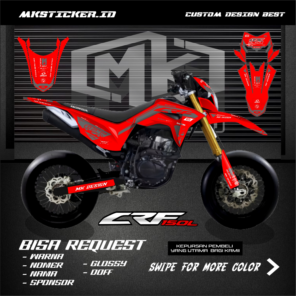 DECAL STICKER CRF 150L FULL BODY DECAL CRF 150L SIMPLE MINIMALIS 005