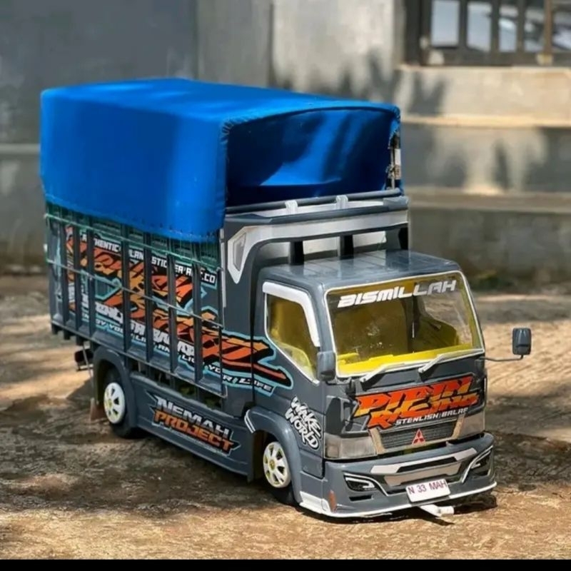 PROMO MURAH MINIATUR TRUK OLENG RODA KAYU MINIATUR TRUK OLENG FULL VARIASI LAMPU BONUS TERPAL TERMUR