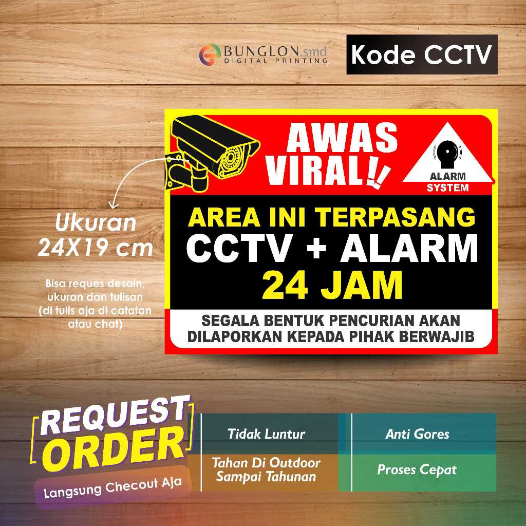 

STIKER AREA INI DIPANTAU CCTV 24 JAM + LAMINASI KODE CCTV MERAH HITAM