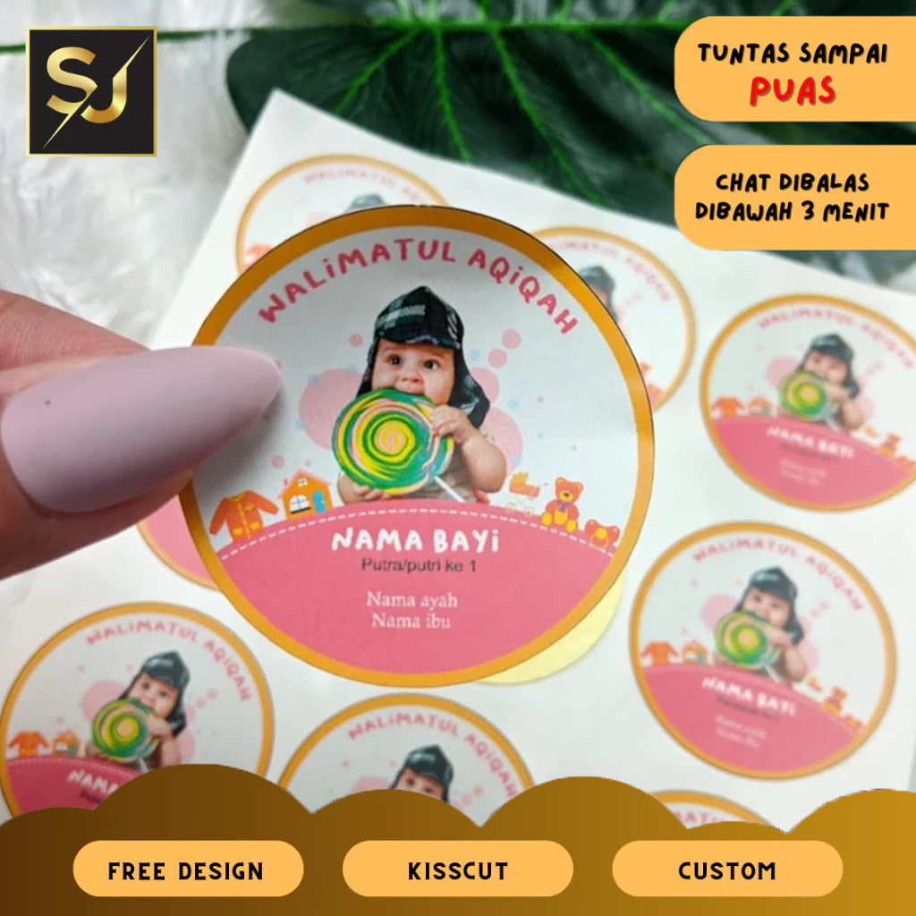 

2-4 Label Stiker Tasyakuran Aqiqah Bayi Sangjaya Sticker Nama Anak Ucapan Kelahiran Akikah