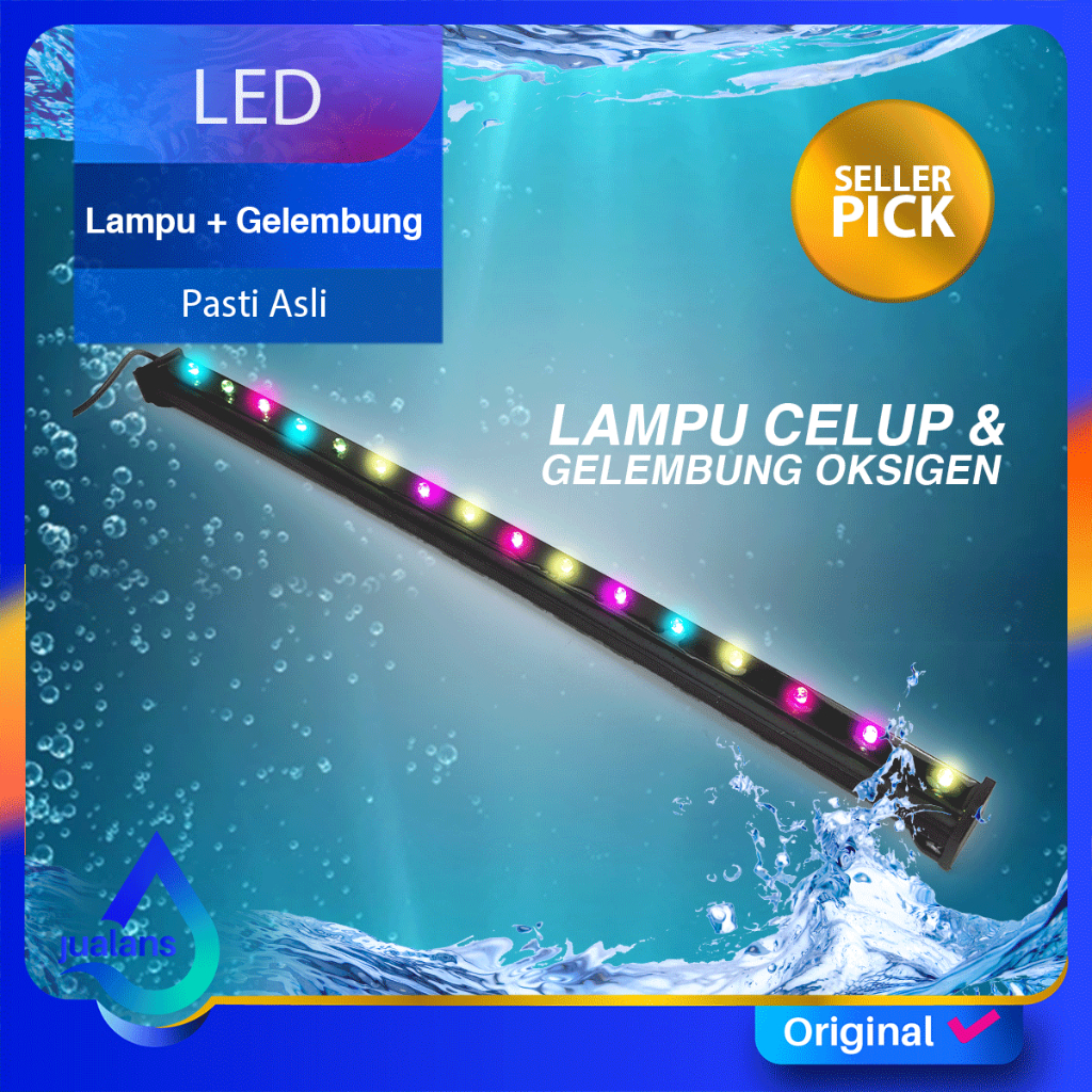 Lampu Celup Aquarium LED Gelembung Aerator Aquarium RGB