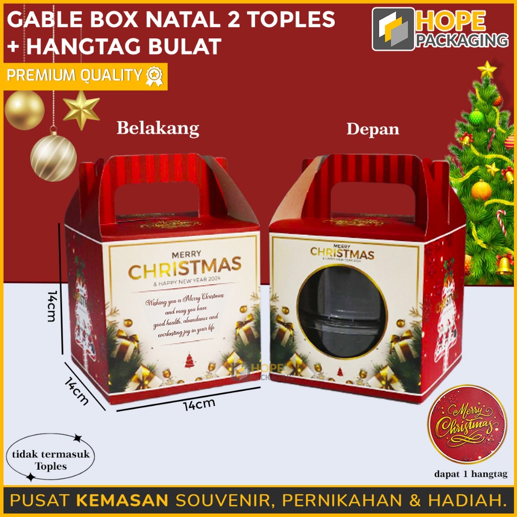 

Box Hampers Kue Natal / Gable Box Kue Kering / Box Souvenir Hampers Natal / Box 2 Toples 450 Gr / Souvenir Kue Kering