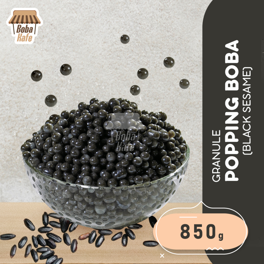 

Granule Popping Boba Black Sesame 850g - TERBARU Boba Poping isi wijen hitam