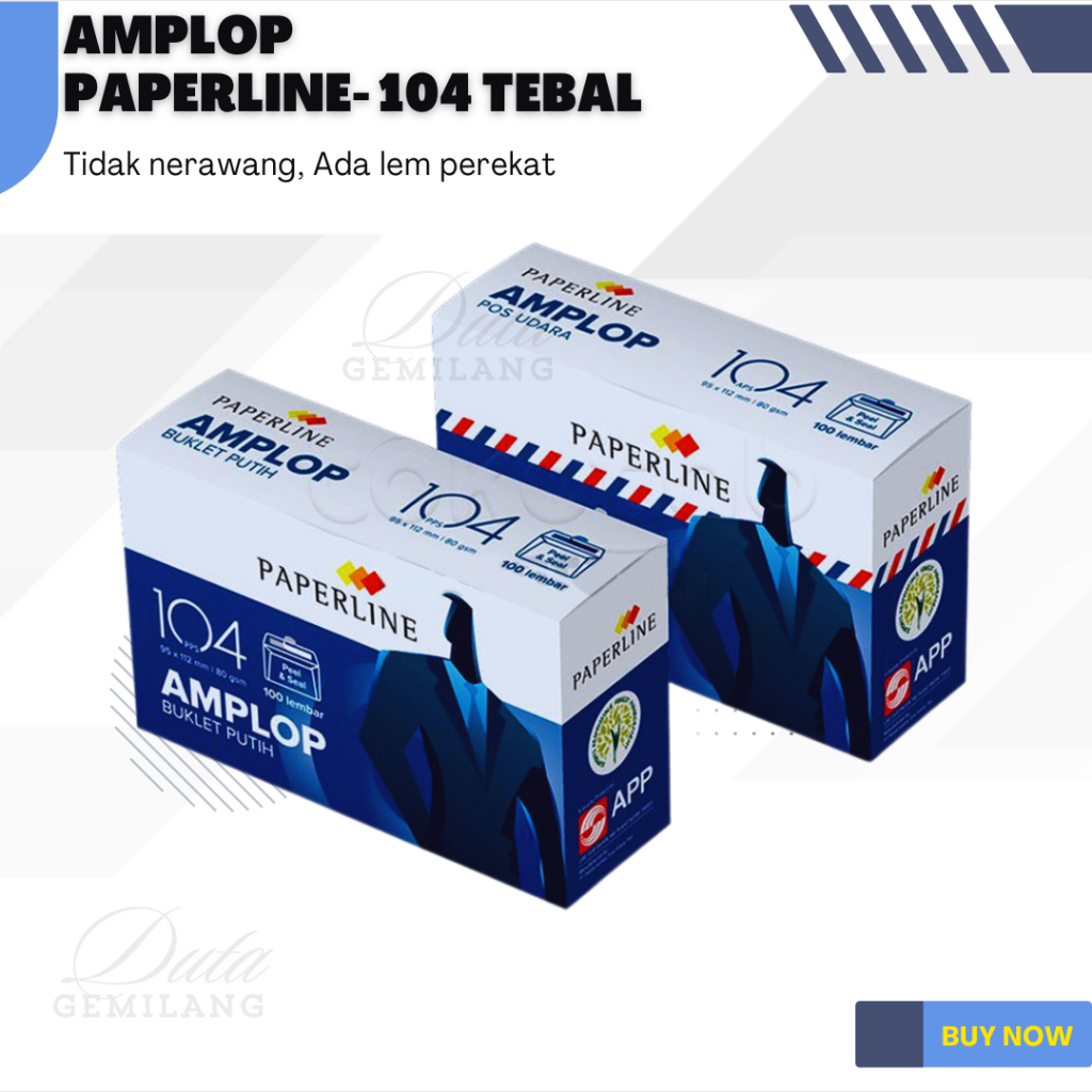 

Amplop paperliner tebal No.104 (tidak tembus pandang) 1 Pak / Amplop Putih / Amplop surat / Angpau / Duta gemilang