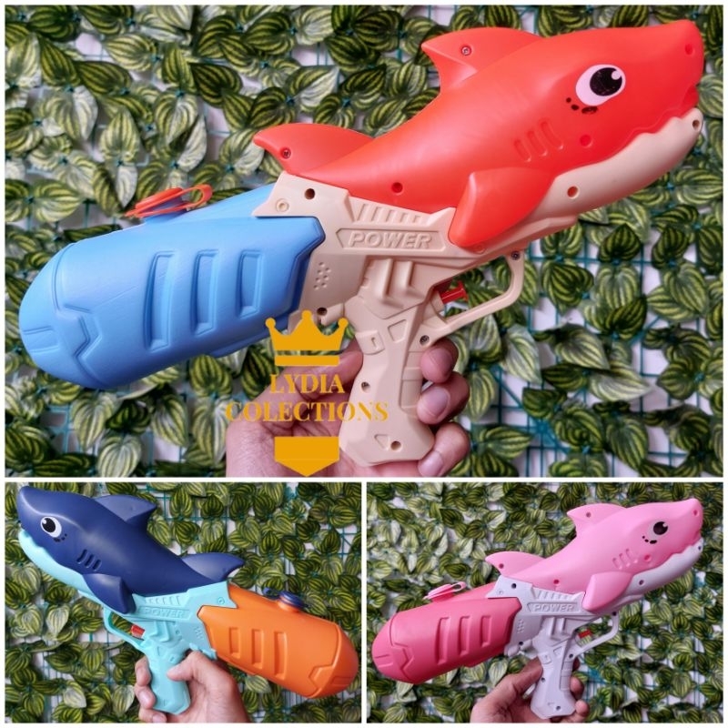 Mainan Pistol Air Watergun Karakter Dinosaurus Hiu Tembakan Air kokang