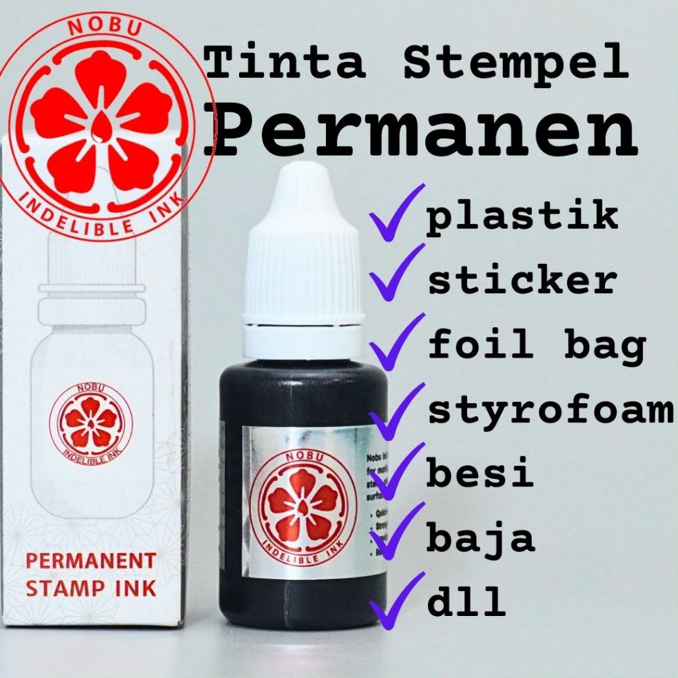 

ART O6W2 Nobu Ink Tinta stempel permanen ke plastik kemasan label sticker foil besi tanggal kadaluarsa expired date kode produksi