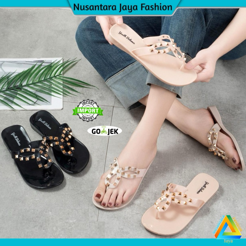 BALANCE IMPORT Sandal Jepit Wanita Motif Duri Spyke Kekinian Terbaru 2401-1