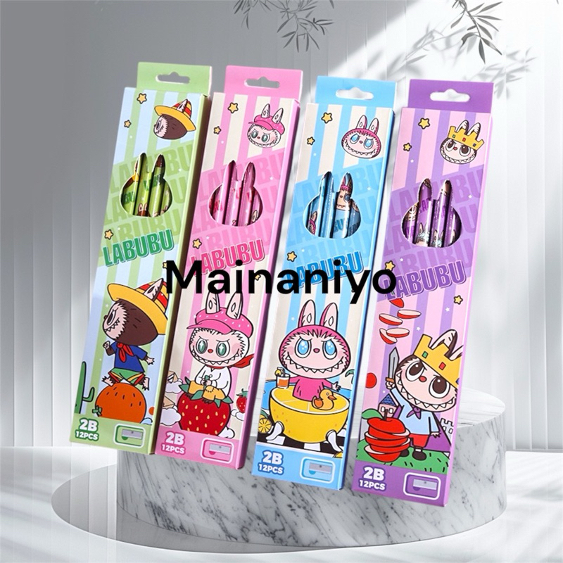 

Pensil 2B isi 12pcs BONUS serutan labubu Karakter motif lucu Pensil Box cinnamonroll my melody kuromi set pensil souvenir hampers kado birthday hadiah ultah sanrio
