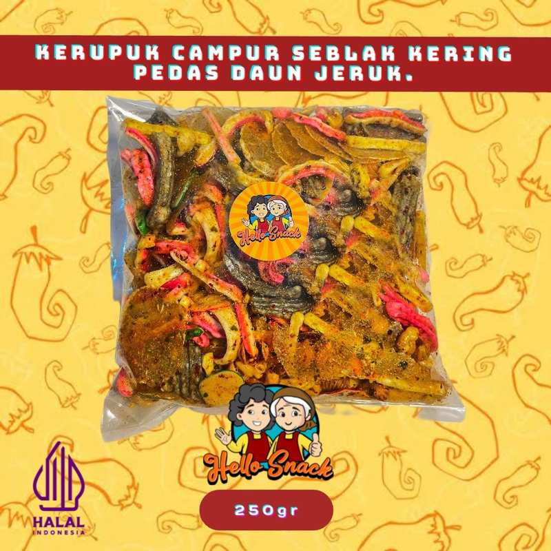 

Seblak Kering Viral Mix / Campur Pedas Gurih Daun jeruk.Kerupuk Beton/Kerupuk Bawang/Kripca/Keong/Makaroni Bantet/Kerupuk Asbes. 250gr, 500gr, 1000gr.