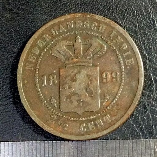 #121-BB. UANG KOIN KUNO BENGGOL 2.5 CENT TAHUN 1899