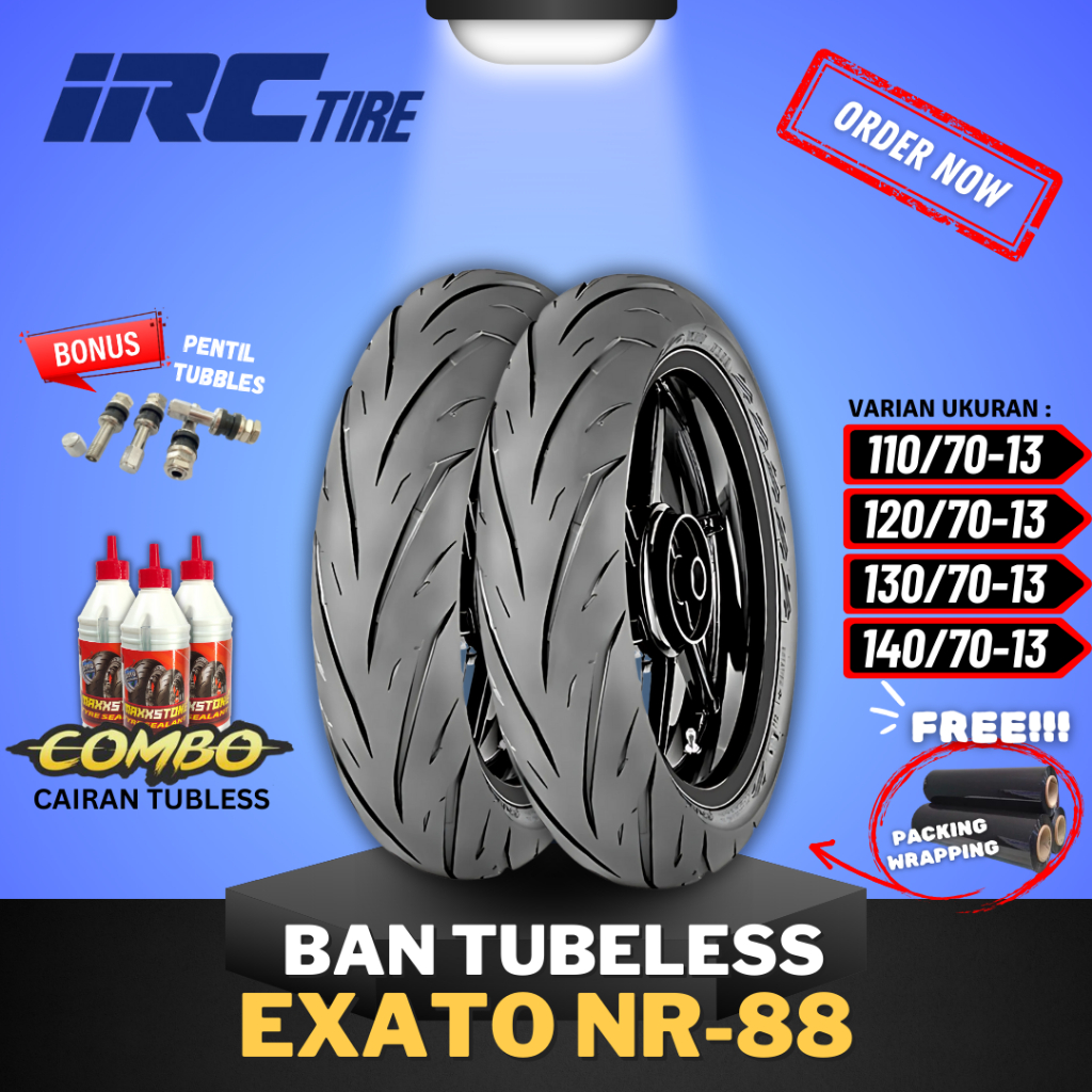 [READY COD] BAN IRC EXATO NR88 TUBELESS ( 110/70-13 - 120/70-13 - 130/70-13 - 140/70-13 ) IRC RING 1