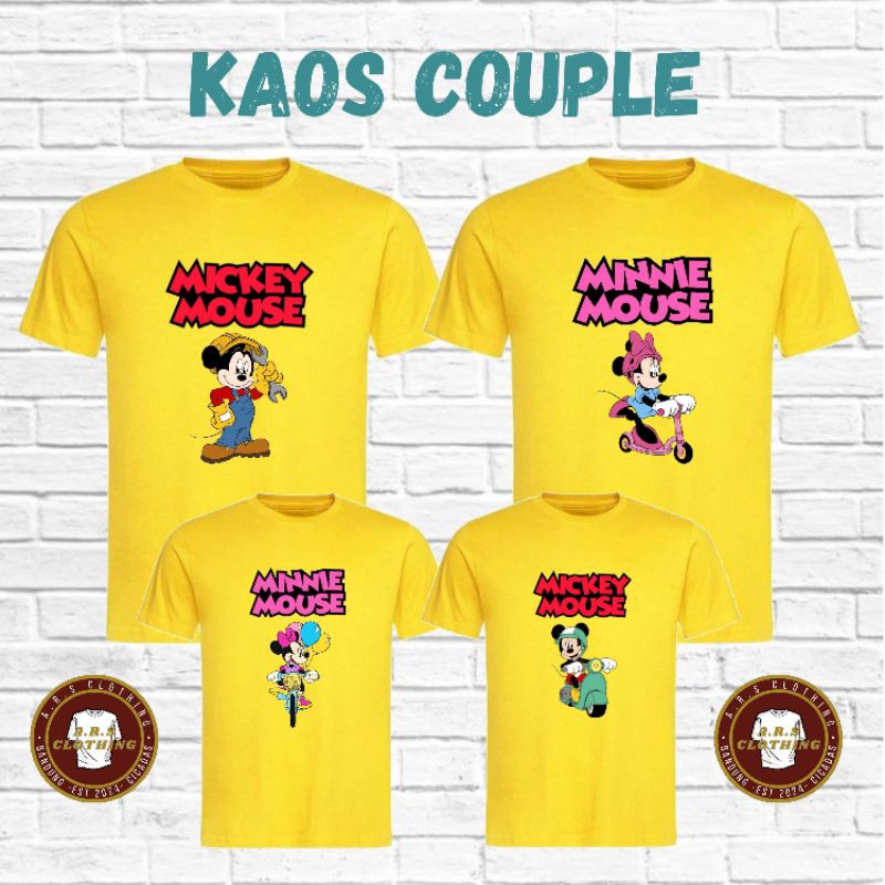KAOS COUPLE KELUARGA - KAOS DISNEY COUPLE - MOTIF MICKEY MOUSE [KUNING]