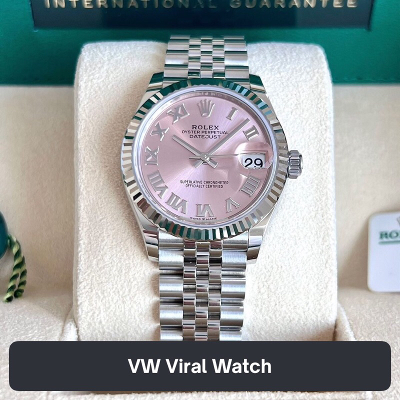 Jam Rolex Datejust 31mm Pink Roman Dial Jubilee 278274 Fullset