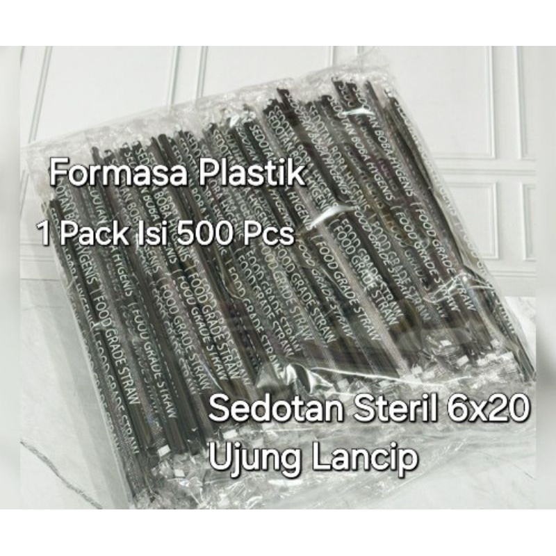 Sedotan Hitam Ujung Lancip Steril Isi 500 Pcs / Sedotan Steril Printing