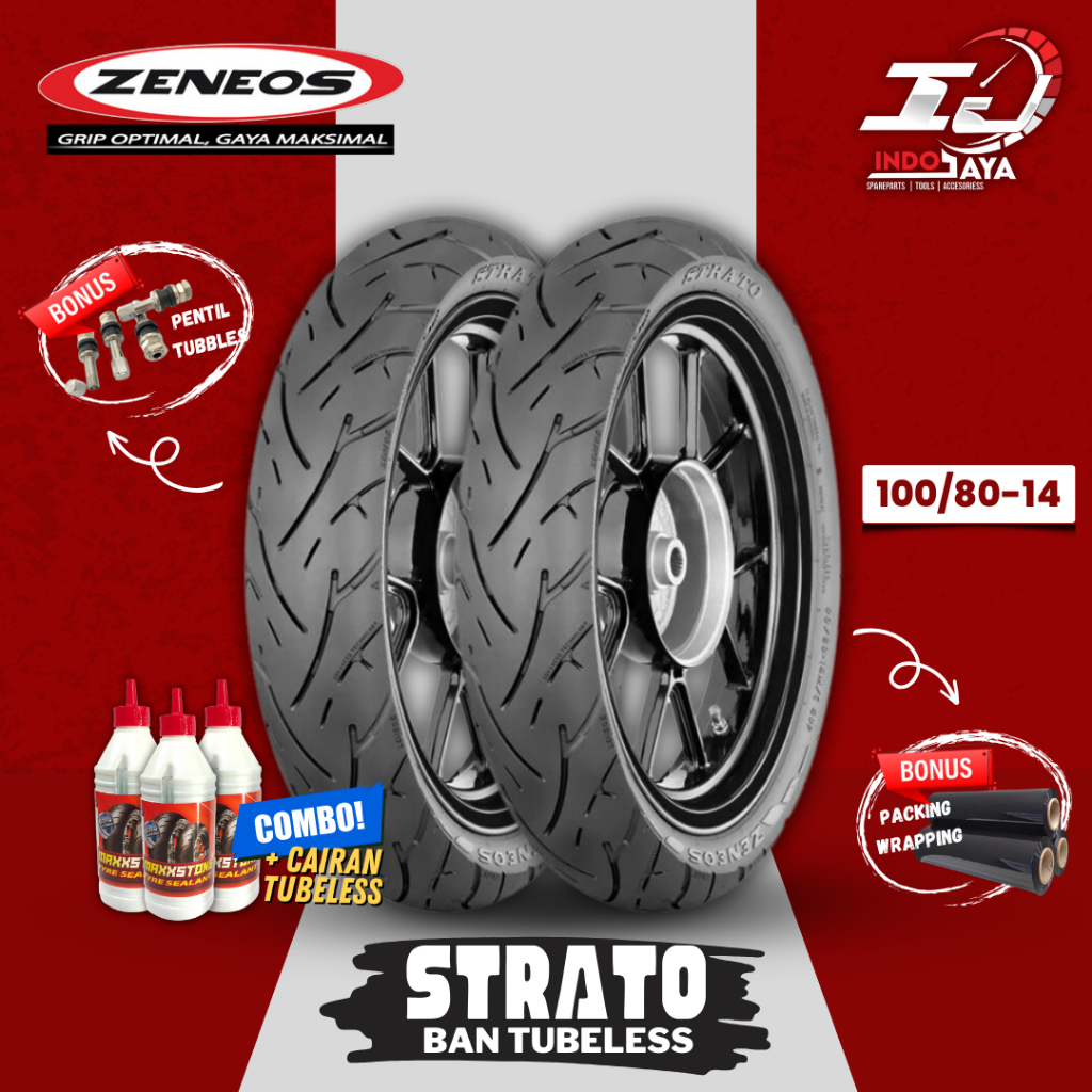 [READY COD] BAN LUAR TUBELESS ZENEOS STRATO (100/80-14) RING 14 BAN MATIC DEPAN BELAKANG / BAN BEAT 