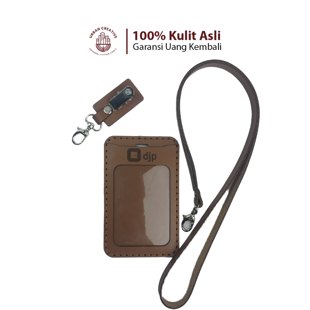 

KODE F27N URBAN CREATIVE Gantungan Nametag Tempat ID Card Holder Kulit Lanyard Custom Free Desain Grafir