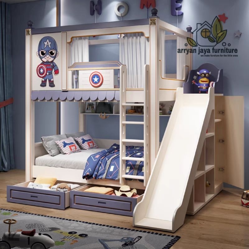 tempat tidur tingkat anak karakter captain america
