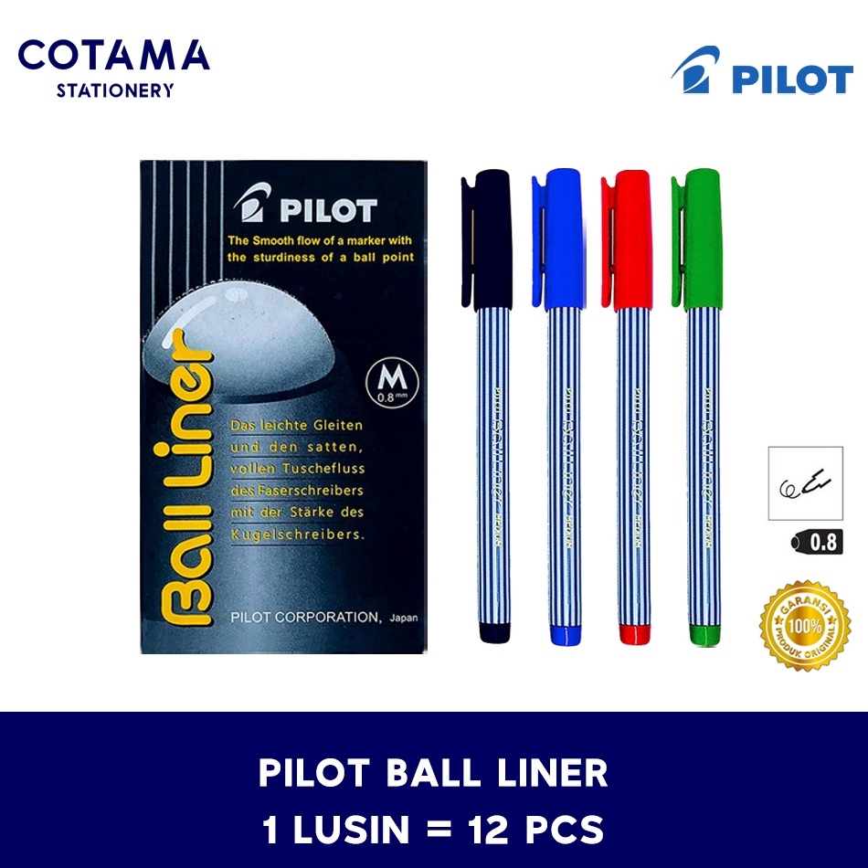 

KODE D84G Pulpen Pilot Balliner Bolpoin Ball Liner 8 mm 1 lusin isi 12 pcs