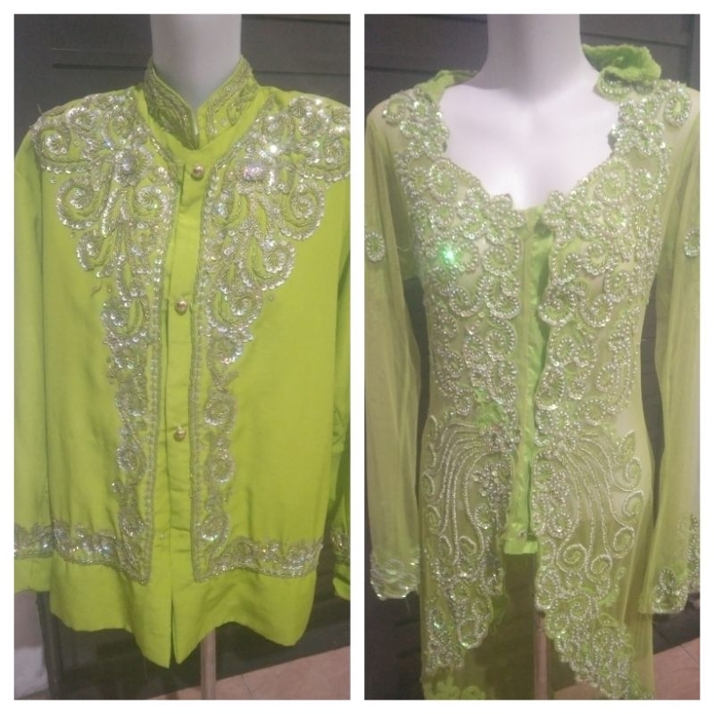 Preloved Gaun Pengantin Couple Warna Hijau Muda