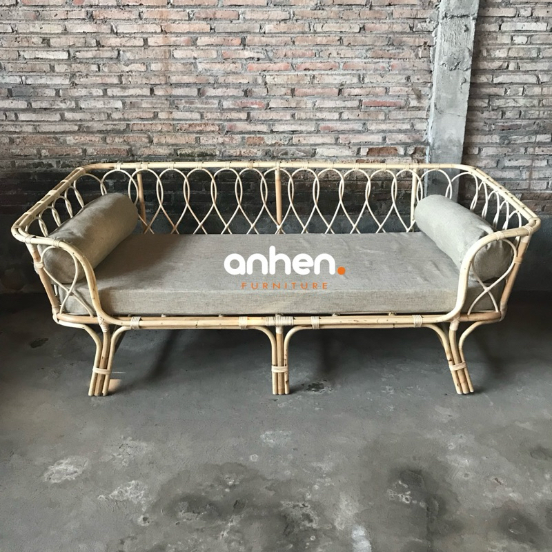 Sofa Bed Rotan Alam / Sofa Santai Rotan / Sofa Malas Rotan / Sofa Tamu Rotan