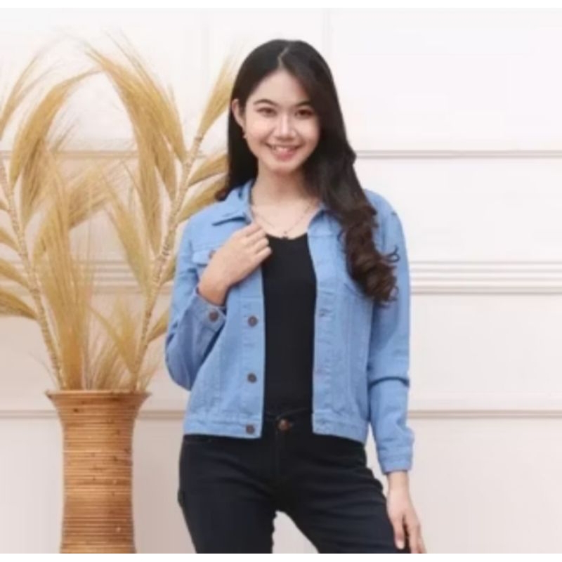 JAKET JEANS BIONDI WANITA LD 100, JAKET KOREAN STYLE, JAKET JEANS, JAKET CEWEK