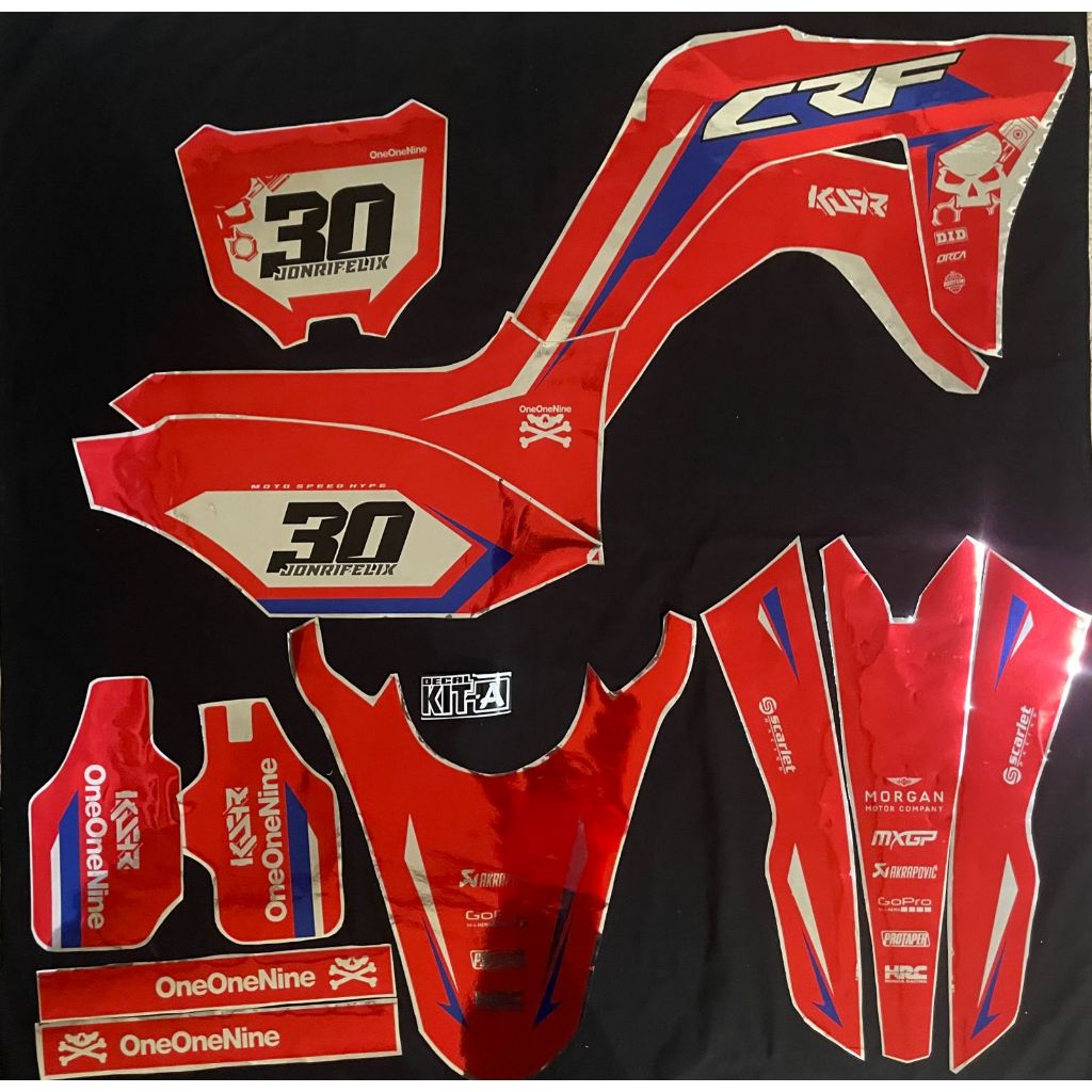 Decal CRF 150l Sticker Striping CRF 150 L Motif PUTIH ABU OREN D-I2-1077 I2-1173