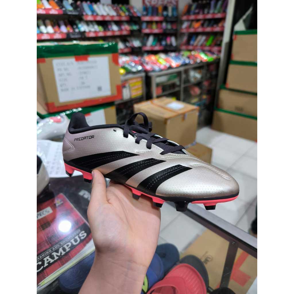 Adidas Predator Club FG JR - Silver Black Sepatu Bola Anak