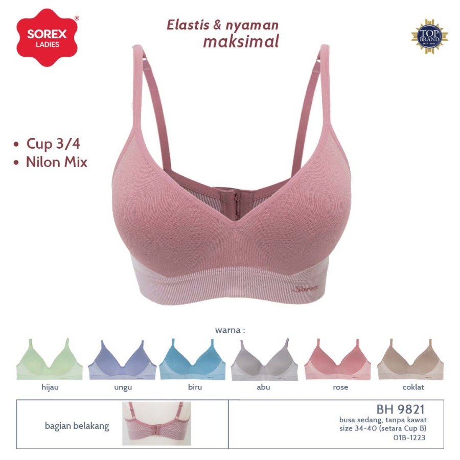 Sorex Bra BH 9821 Busa sedang Tanpa Kawat Kait 2 cup A-B (3/4)