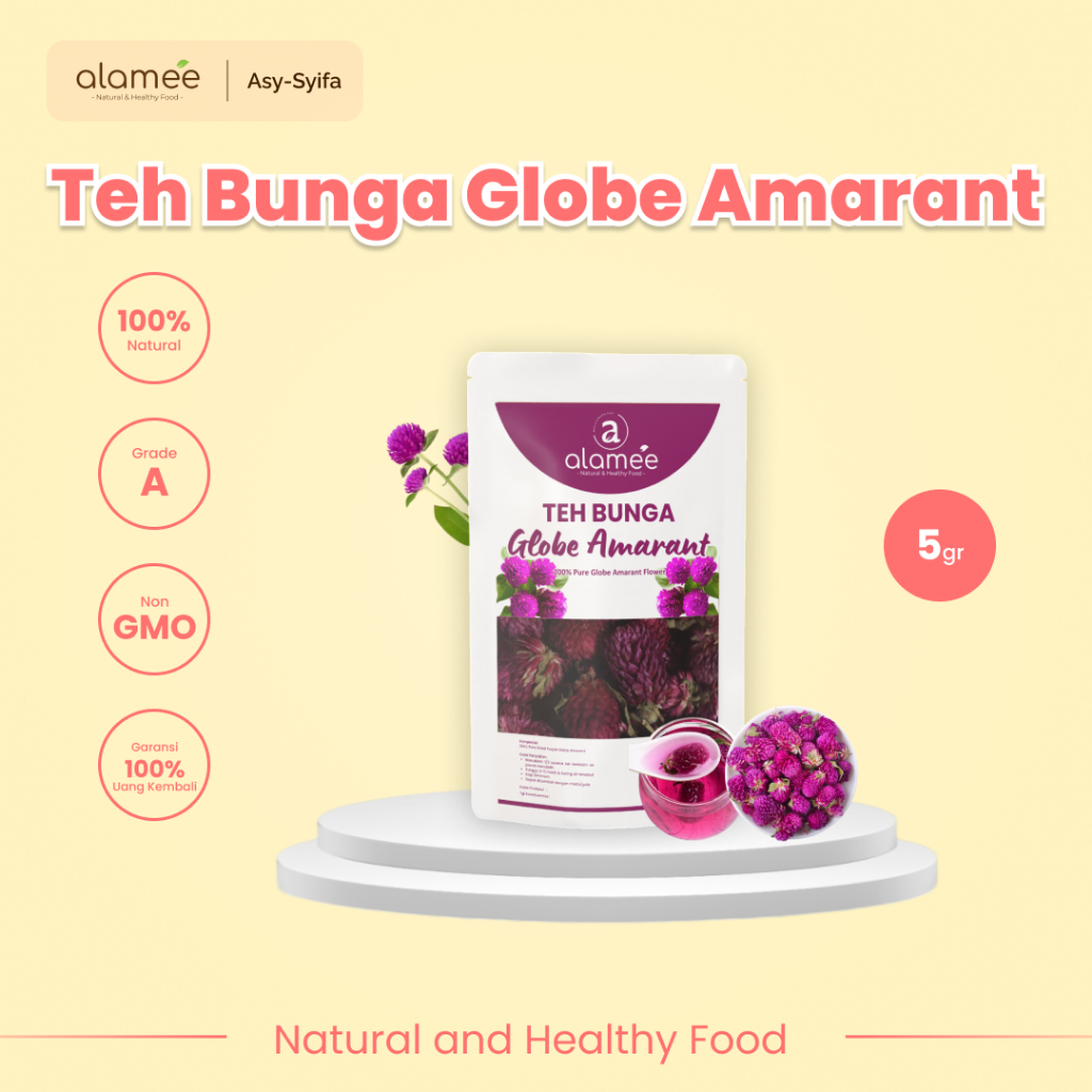

ALAMEE Teh Bunga Globe Amaranth Tea Herbal Kering Organik Herbal Organic Asli Dried Flower Alami 5gr