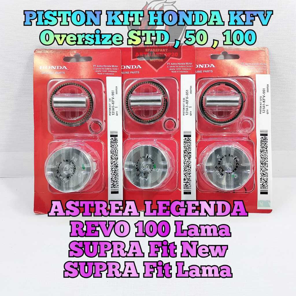 Piston Kit set KFV Asli Original Motor Honda Astrea Legenda , Supra Fit New , Supra Fit X , Revo Lam