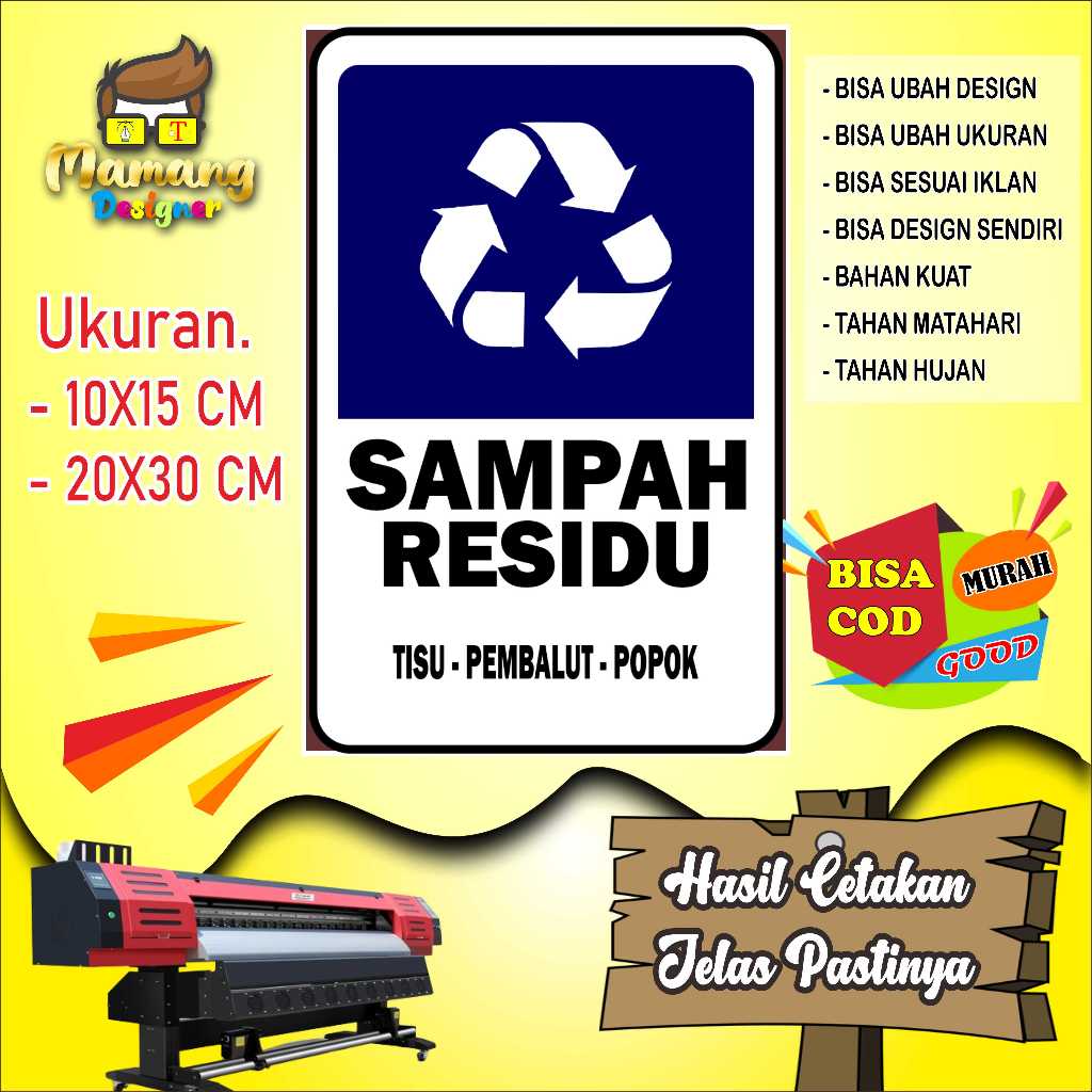 

Cetak Sticker Tempat Pembuangan Sampah Residu Biru