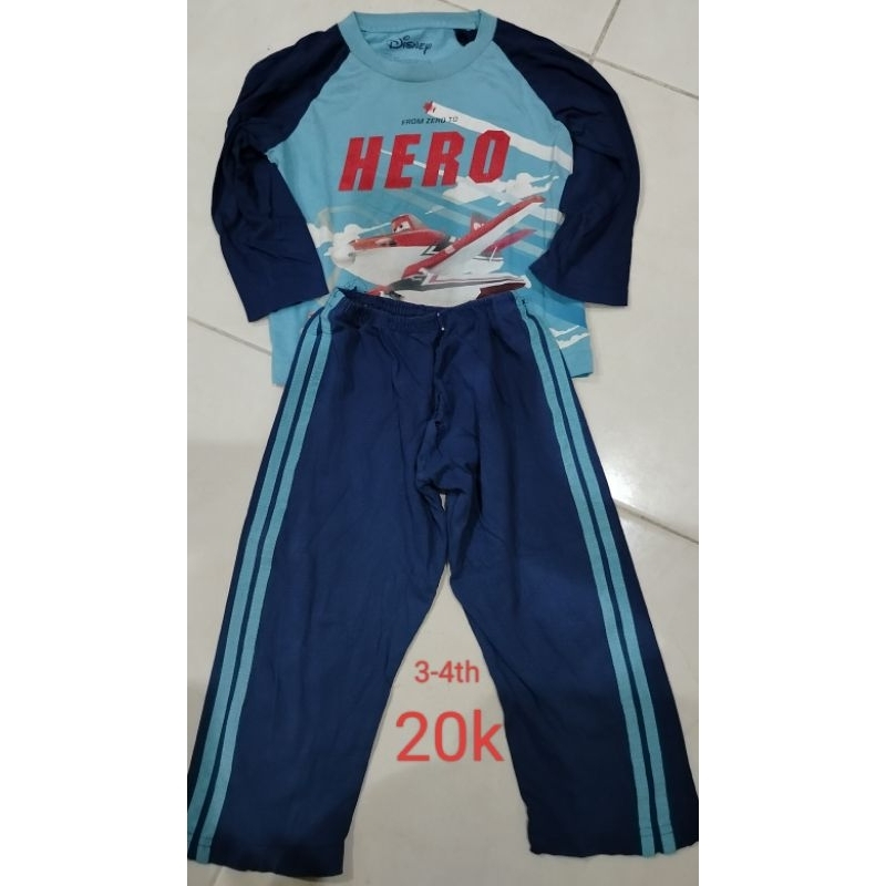 Setelan piyama anak laki-laki 3-4 tahun preloved