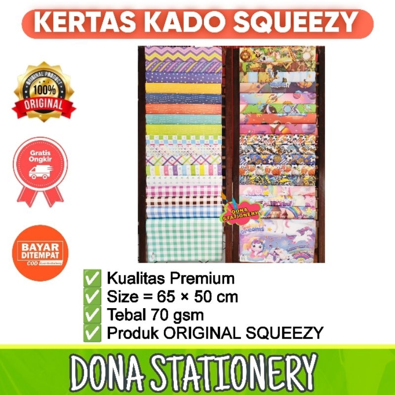

[ 1 PACK ] KERTAS KADO SQUEEZY | KERTAS KADO SIDU