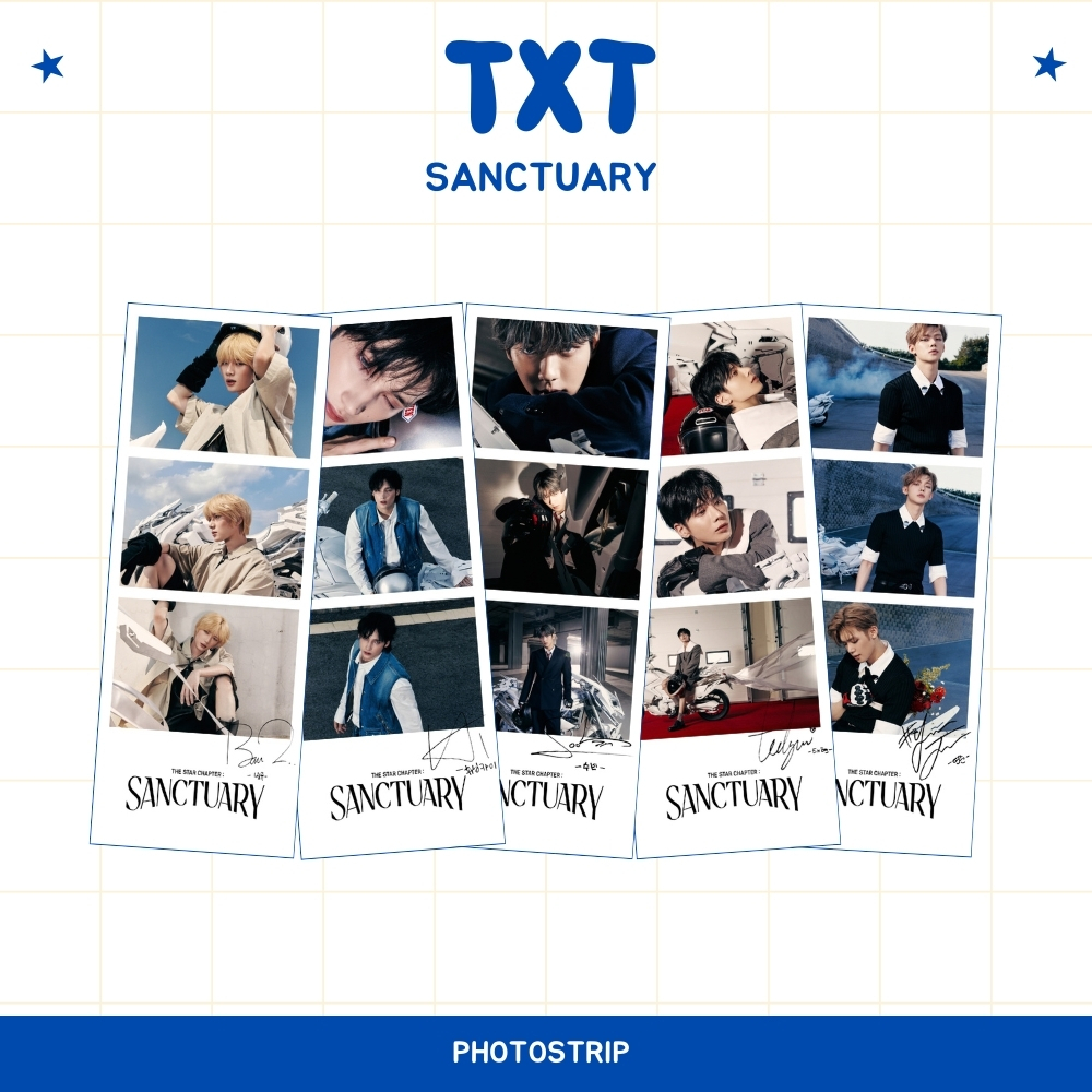 PHOTO STRIP TOMORROW X TOGETHER SANCTUARY (HARGA 1 PCS + LAMINASI 2SISI) FOTO STRIPS TANDA TANGAN TT