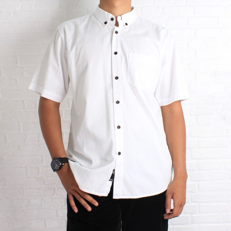 Kemeja Pendek Pria Kemeja Pendek Putih Pria Lengan Pendek Kemeja Putih Cowok Kemeja Katun Pria   Hem