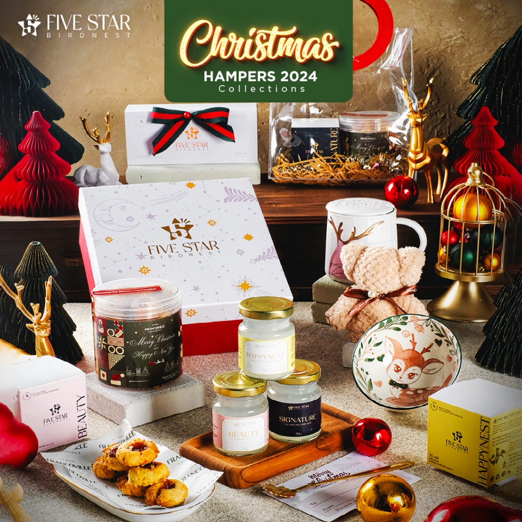 

Christmas Hampers Minuman Sarang Burung Walet Fivestar dengan Cookies, Box Tas dan Mug Hadiah Natal