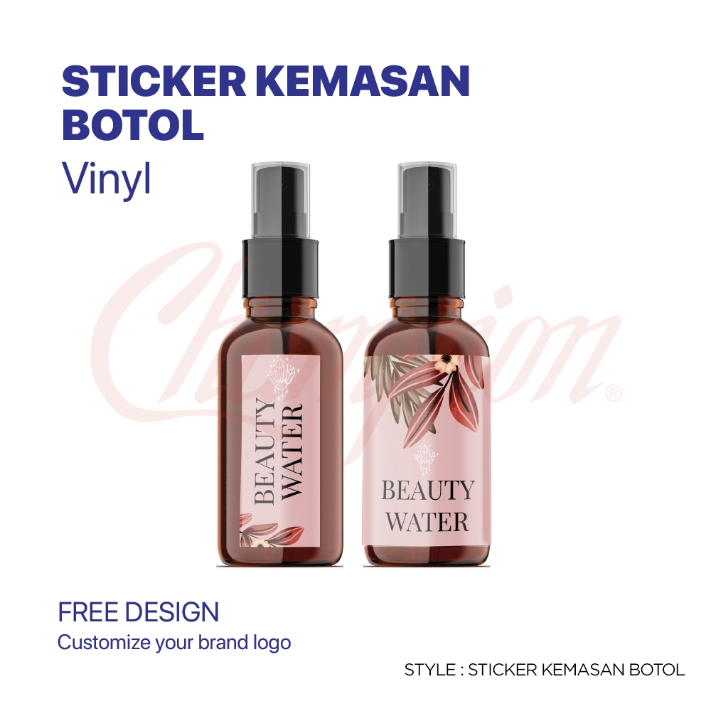 

Sticker Label Kemasan Botol Tahan Air/Cetak Sticker Label Fullprint Bahan Vinyl Glossy/Doff/Transparant A3