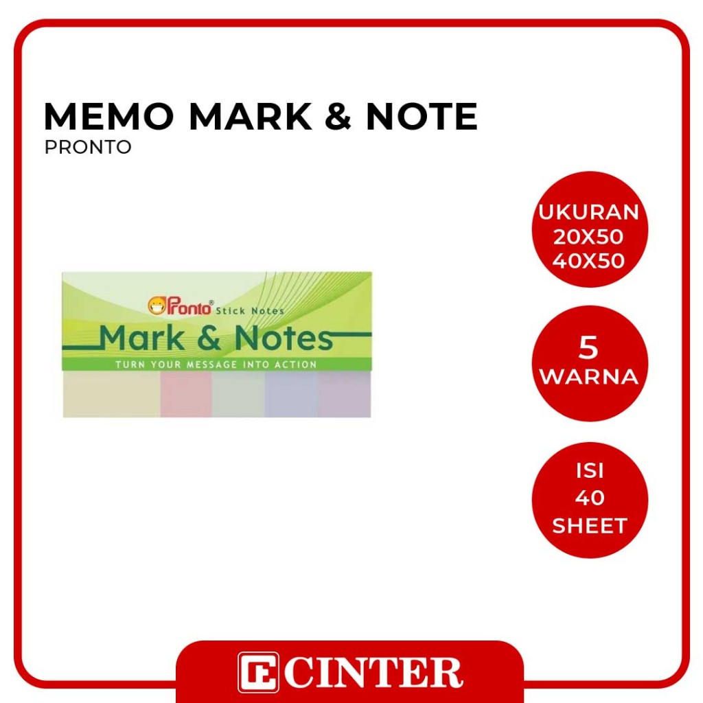 

PRONTO -NOTES TEMPEL / MEMO / STICKY NOTE PASTEL 20X50 4 WARNA 40X50 1 WARNA ISI 40 LEMBAR
