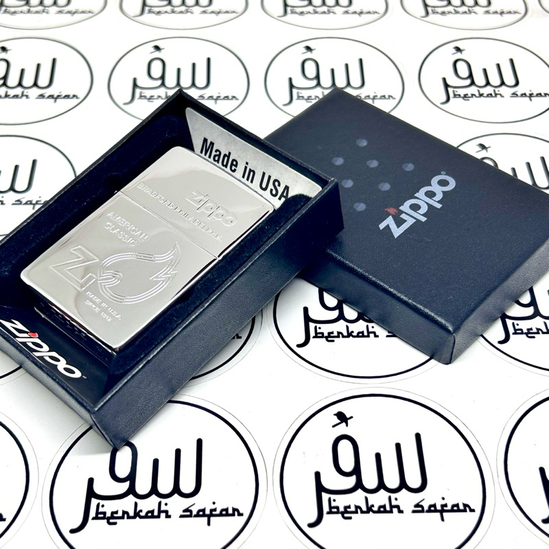 Korek Zippo Silver Hi Polish American Classic Philadelphia Front Side Engraved Original