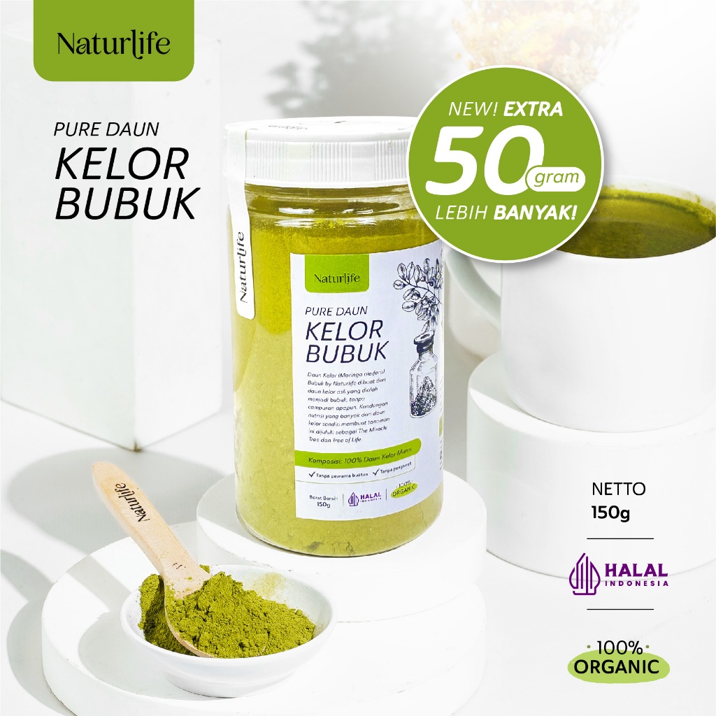 BUBUK DAUN KELOR 150G DAUN KELOR ORGANIK SERBUK PREMIUM SUPER HALUS BUBUK POWDER MORINGA 100% ORIGIN