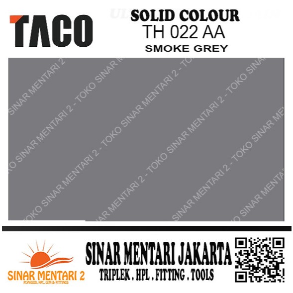 TACO HPL SOLID COLOUR TH 022 AA SMOKE GREY
