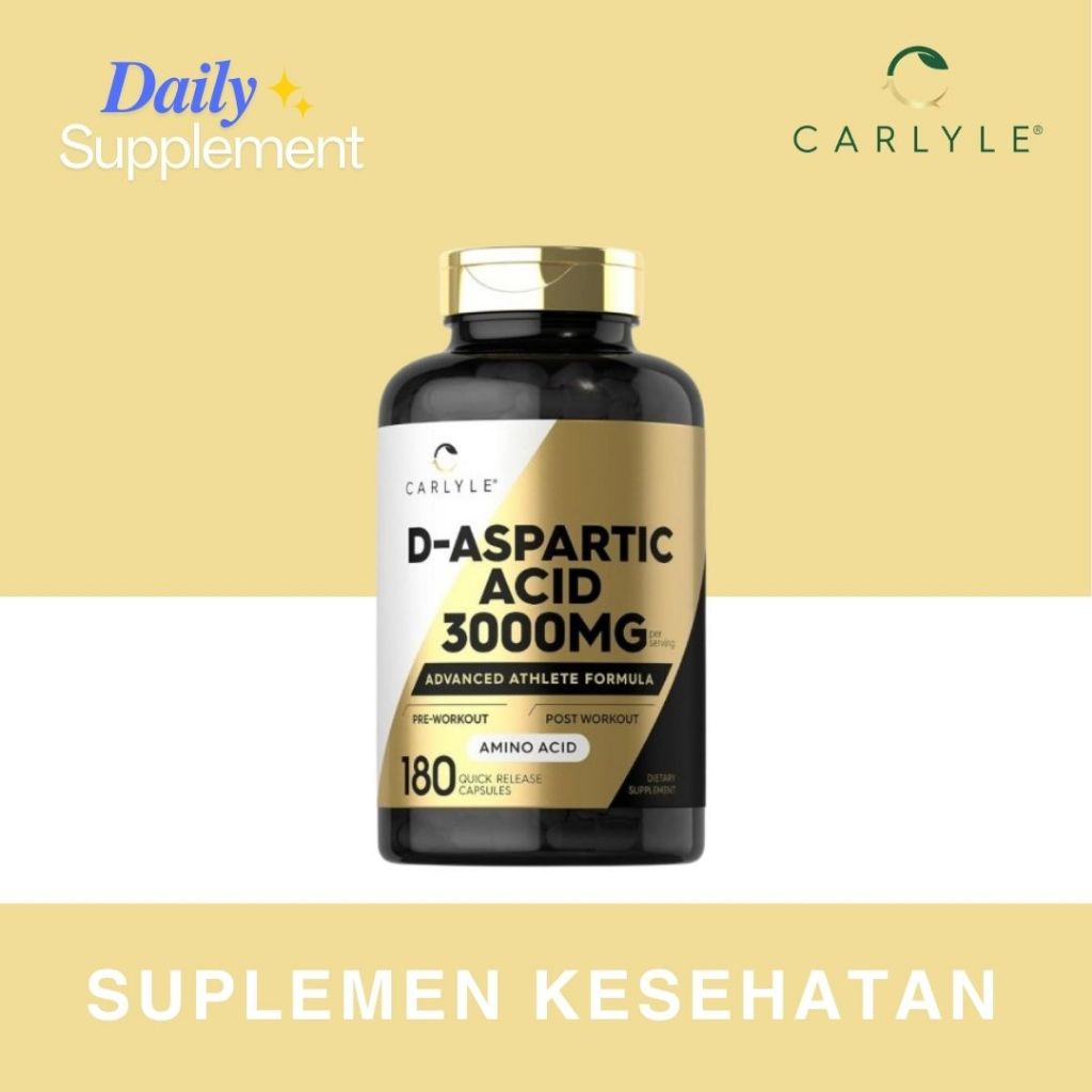 Carlyle D Aspartic Acid 3000mg -180 Capsules Energy Booster Sports Aid