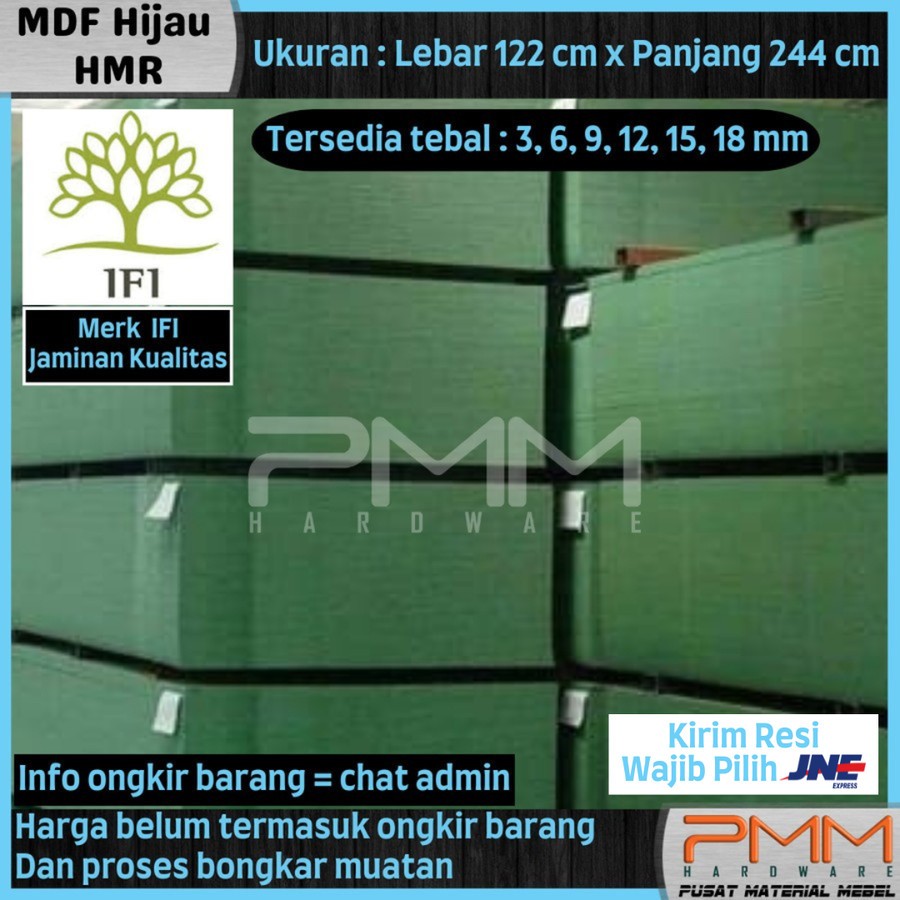 MDF board HMR hijau papan kayu tahan air tebal 3mm 6mm 9mm 12mm 15mm 18mm 122 x 244cm