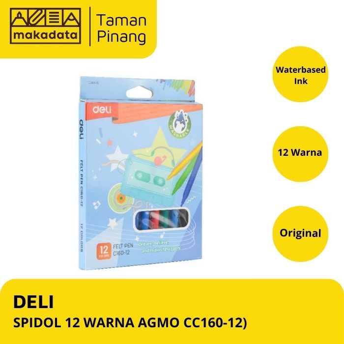 

SPIDOL / COLORING MARKER DELI AGMO ISI 12 WARNA CC160-12 (1 SET)