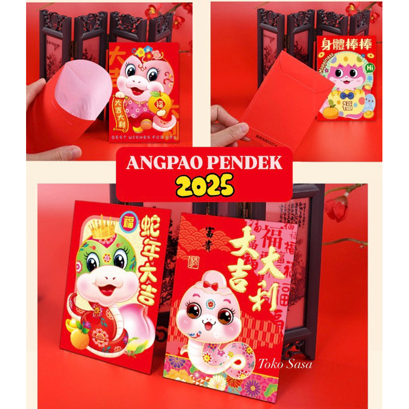 

TokoSasa 6pcs Angpao Imlek Pendek ULAR 2025 / Angpao Premium Chinese New Year Snack / Hongpao Ular Tahun Baru / Gong Xi Fa Chai / Angpao Lucu Tahun Ular / Xin Nian Kuai Le / Heng Ong Huat / Sakura Rejeki Ular / Snack Ampao 2025